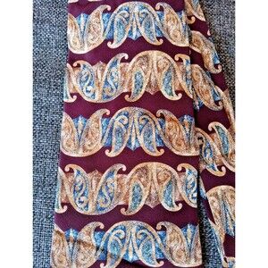Tie 70s 80s 90s Y2K Mens Bill Robinson Silk Red Beige Blue 4 Wide 59 Long